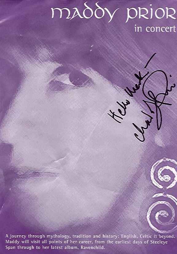 Signed MADDY PRIOR 16th September 2000 flyer